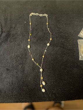 Delicate Multi-Gem and Pearl Y-Necklace - Gold Accents by Brighton